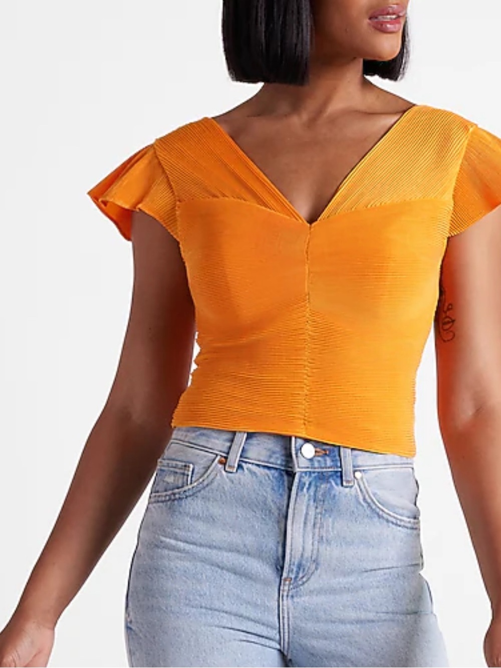 NWT Express flutter sleeve cropped top